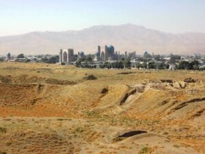 The ruins of Afrasiab — the ancient Samarkand destroyed by Genghis Khan.